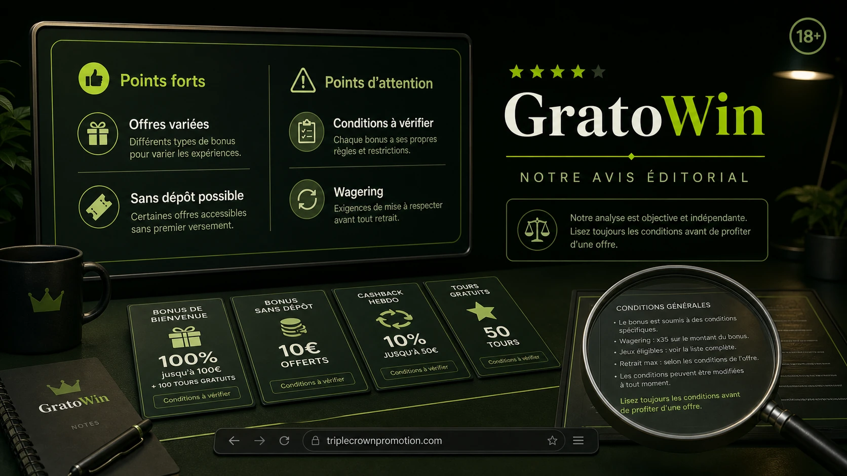 Notre avis sur les bonus GratoWin