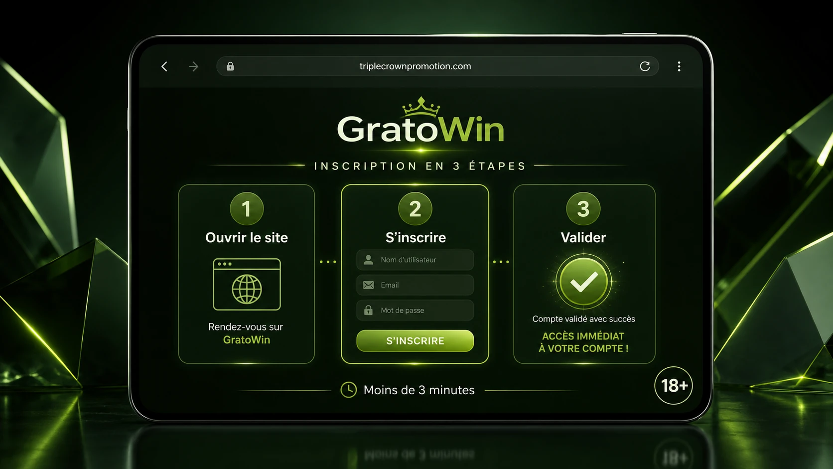 Inscription Gratowin en 3 étapes